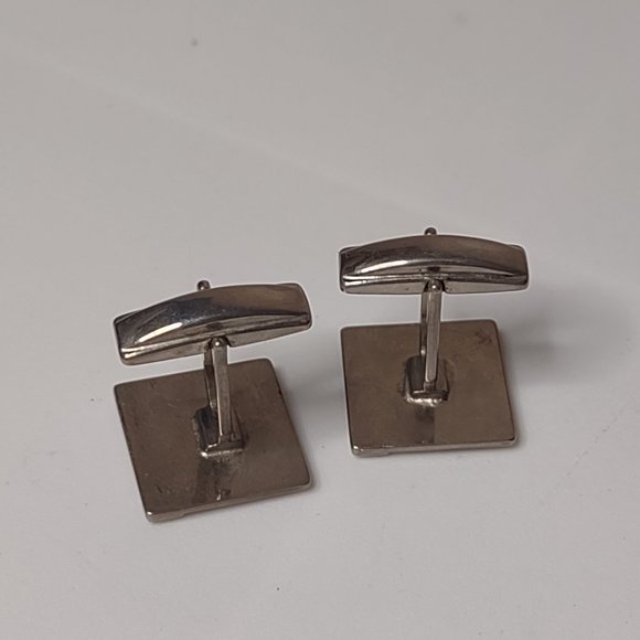 Vintage Silver Tone Rectangular Cufflinks - Picture 6 of 9